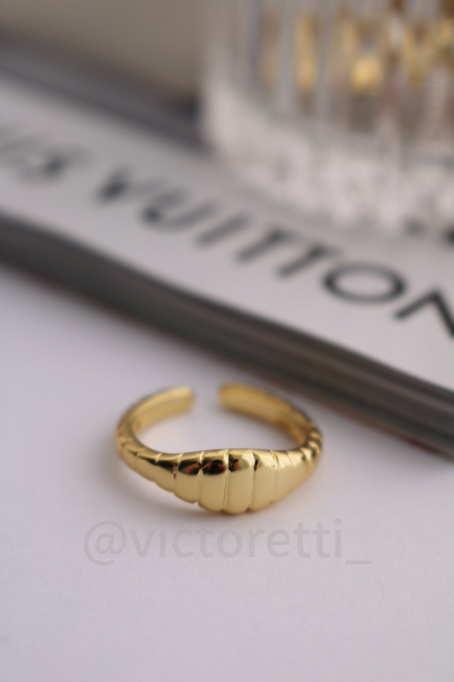 Adjustable Lines Ring 18k Gold Plate