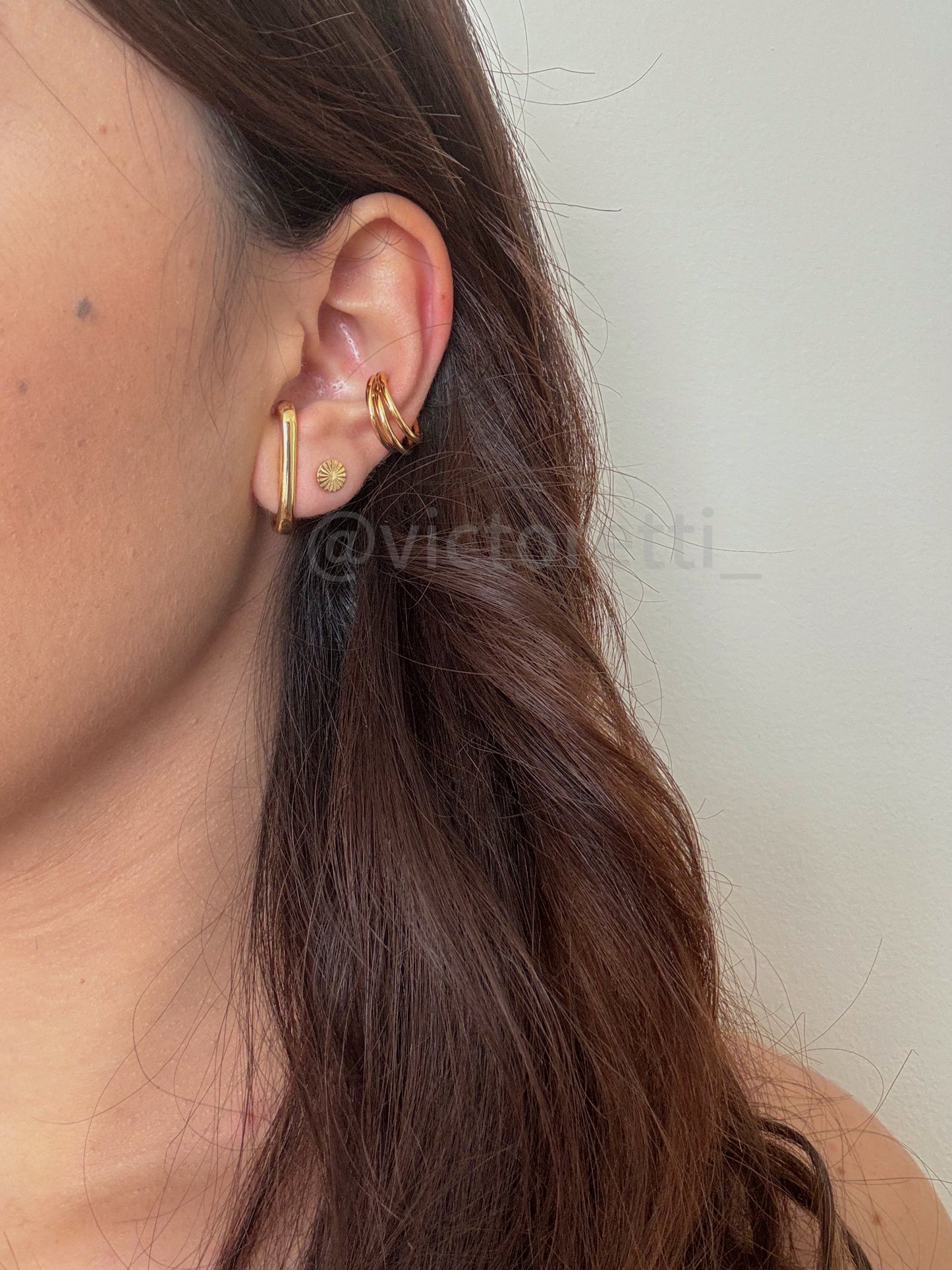 Ear Cuff Triple Lines 18k Gold Plate