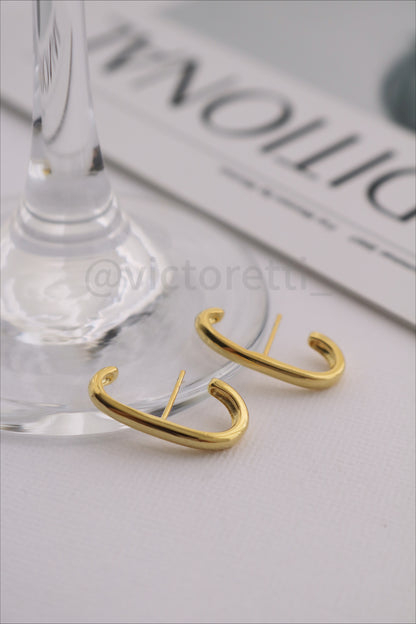 Contour Curve Earrings 18k Gold Plate